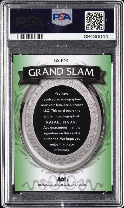 2013-14 ACE AUTHENTIC GRAND SLAM CHAMPS AUTO RAFAEL NADAL 15/15 PSA 8 AUTO 9 view 2