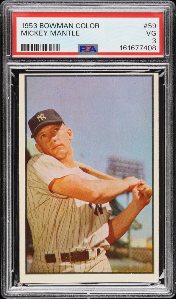 1953 BOWMAN COLOR #59 MICKEY MANTLE PSA 3