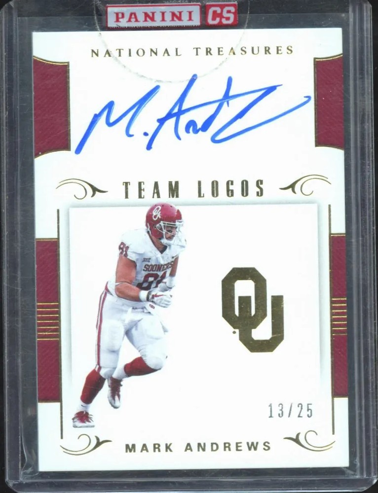 Mark Andrews 2018 National Treasures Team Logos Auto Autograph RC 13/25 Sooners