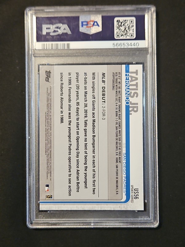 FERNANDO TATÍS JR RC 2019 TOPPS UPDATE Series Rookie Debut #US56 PSA 10 GEM MINT view 2