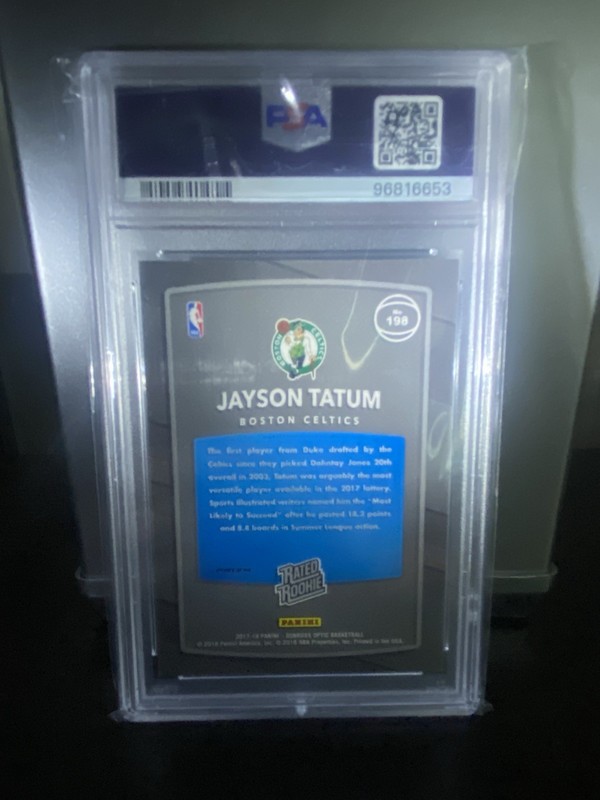 2017 Panini Donruss Optic JAYSON TATUM RC Rookie Holo Prizm PSA 10 Gem Mint #198 view 2