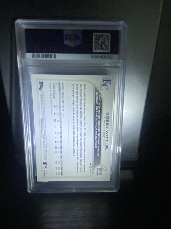 2022 Topps Update #US100 Bobby Witt Jr Kansas City Royals PSA 10 GEM MINT ROOKIE view 2