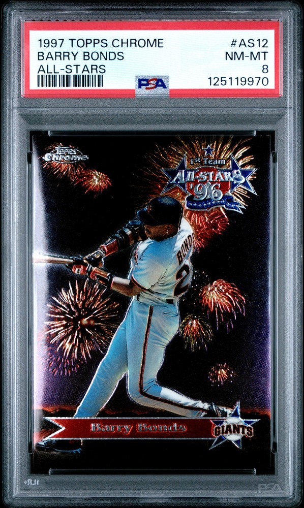 1997 TOPPS CHROME ALL-STAR #AS12 BARRY BONDS PSA 8