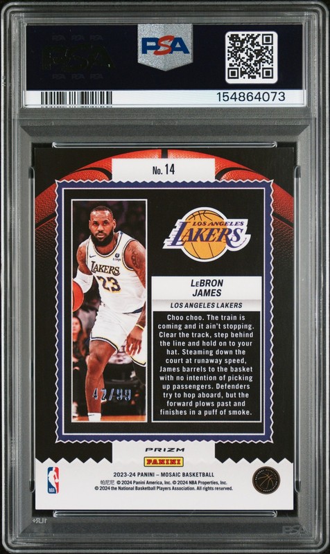 2023 PANINI MOSAIC JAM MASTERS REACTIVE YELLOW #14 LEBRON JAMES 42/99 PSA 10 view 2