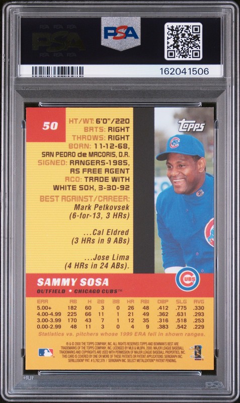 2000 BOWMAN'S BEST #50 SAMMY SOSA PSA 10 view 2