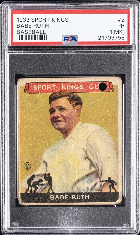 1933 SPORT KINGS BASEBALL #2 BABE RUTH PSA 1 MK