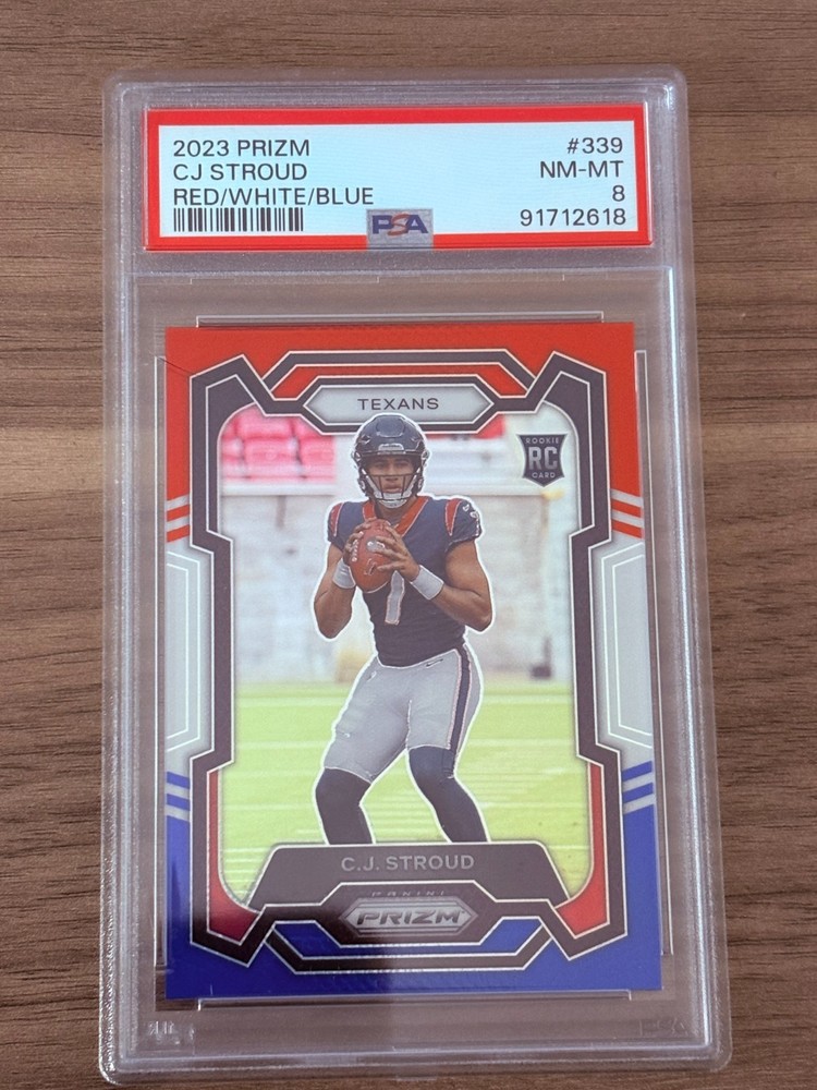 2023 Panini Prizm Red White & Blue Rookie C.J. Stroud #339 Texans NFL PSA 8
