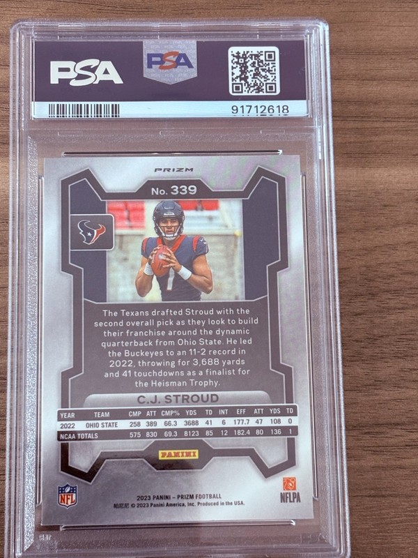2023 Panini Prizm Red White & Blue Rookie C.J. Stroud #339 Texans NFL PSA 8 view 2