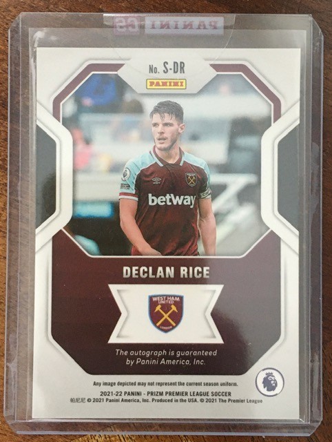 2022 Panini Premier League Prizm Declan Rice Signatures Auto Redemption view 2