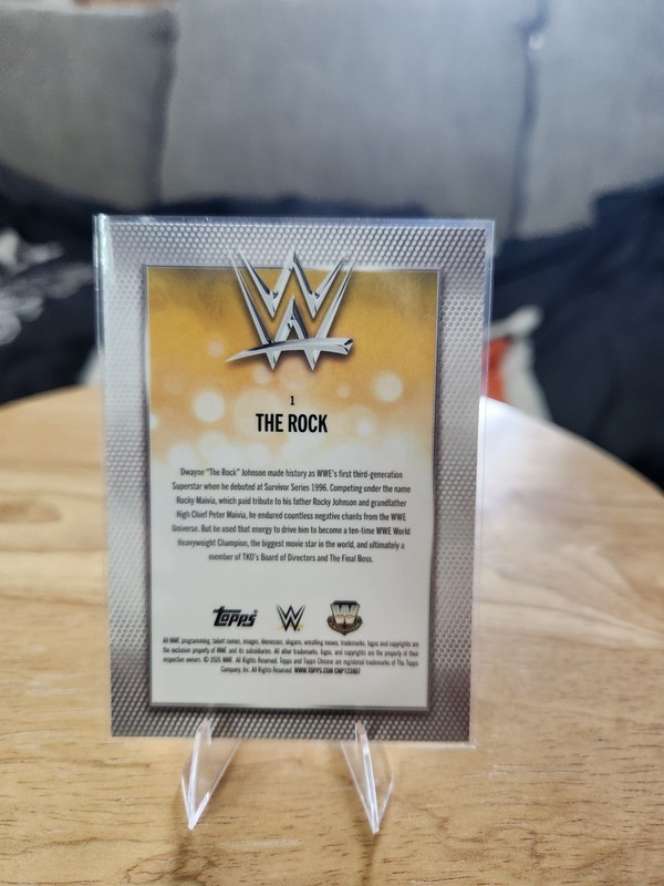 Topps 2026 Chrome WWE The Rock #1 Serial Numbered 13/99 Print Run 99 view 2
