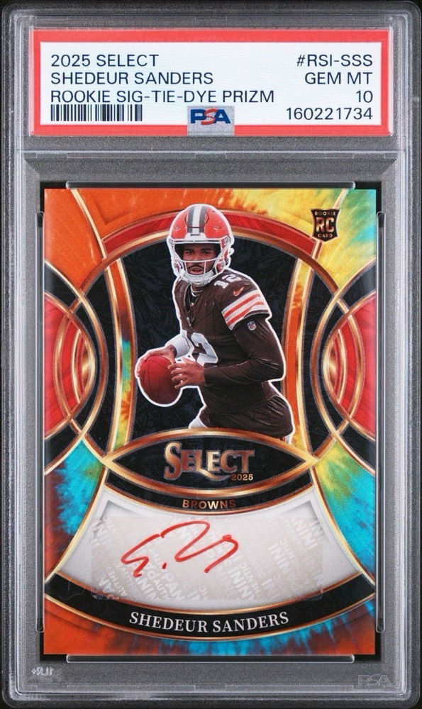 Shedeur Sanders 2025 Select Rookie Signatures Tie Dye Prizm Auto #/25 PSA 10 GEM