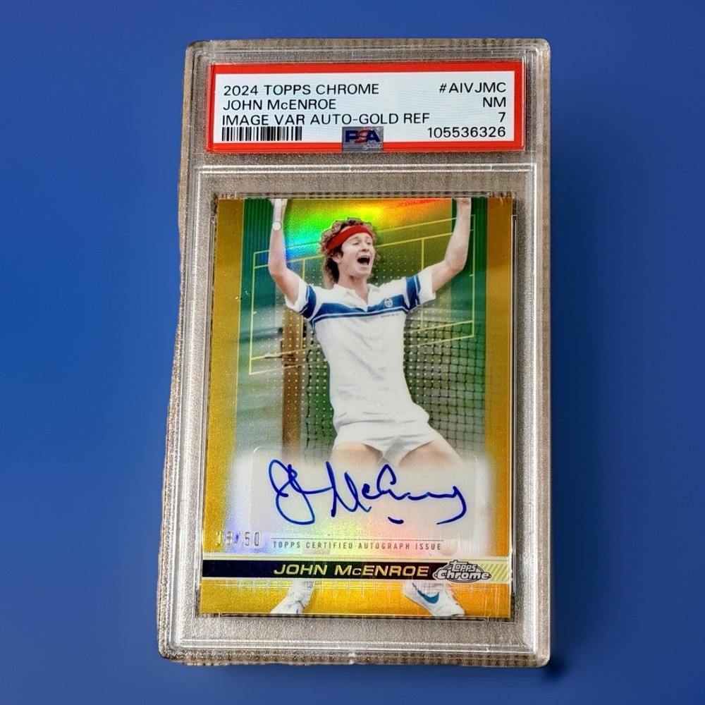 John McEnroe Gold Refractor /50 Image Autograph Card Auto 2024 Topps Chrome PSA