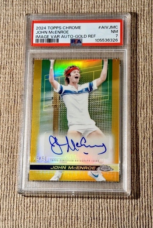 John McEnroe Gold Refractor /50 Image Autograph Card Auto 2024 Topps Chrome PSA view 2