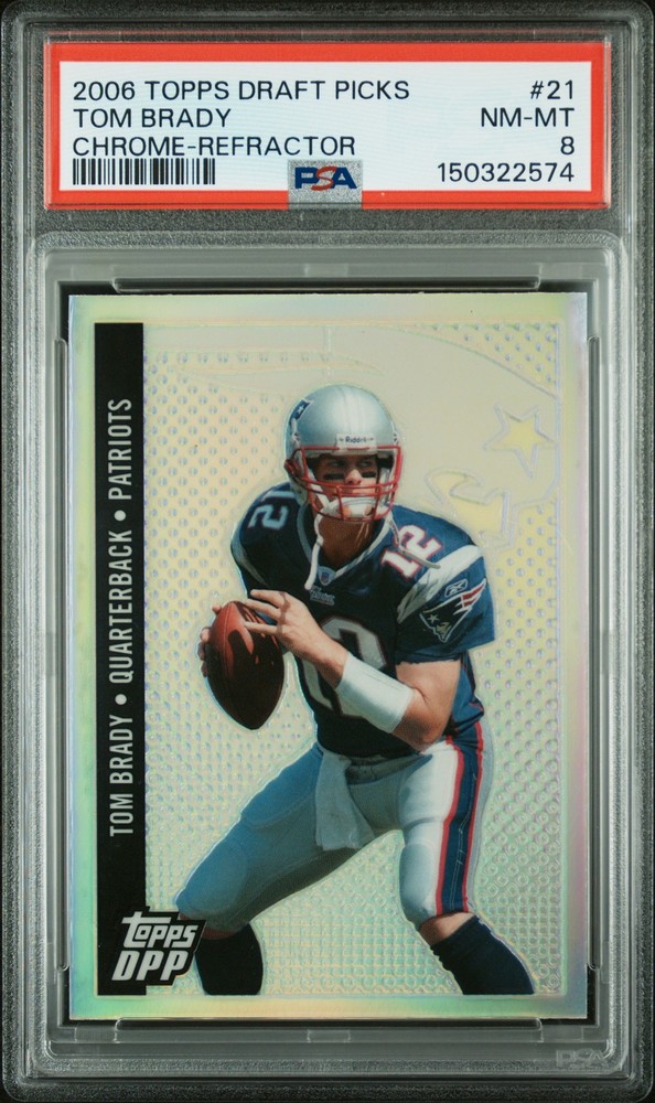 2006 TOPPS DRAFT PICKS & PROSPECTS CHROME-REFRACTOR #21 TOM BRADY PSA 8