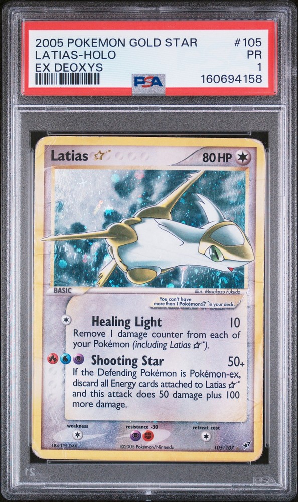 2005 POKEMON EX DEOXYS GOLD STAR #105 LATIAS-HOLO PSA 1