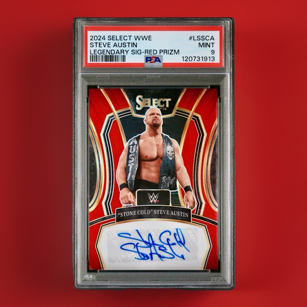 Stone Cold Steve Austin Autograph Red /99 Prizm PSA 9 2024 WWE Select Auto Card