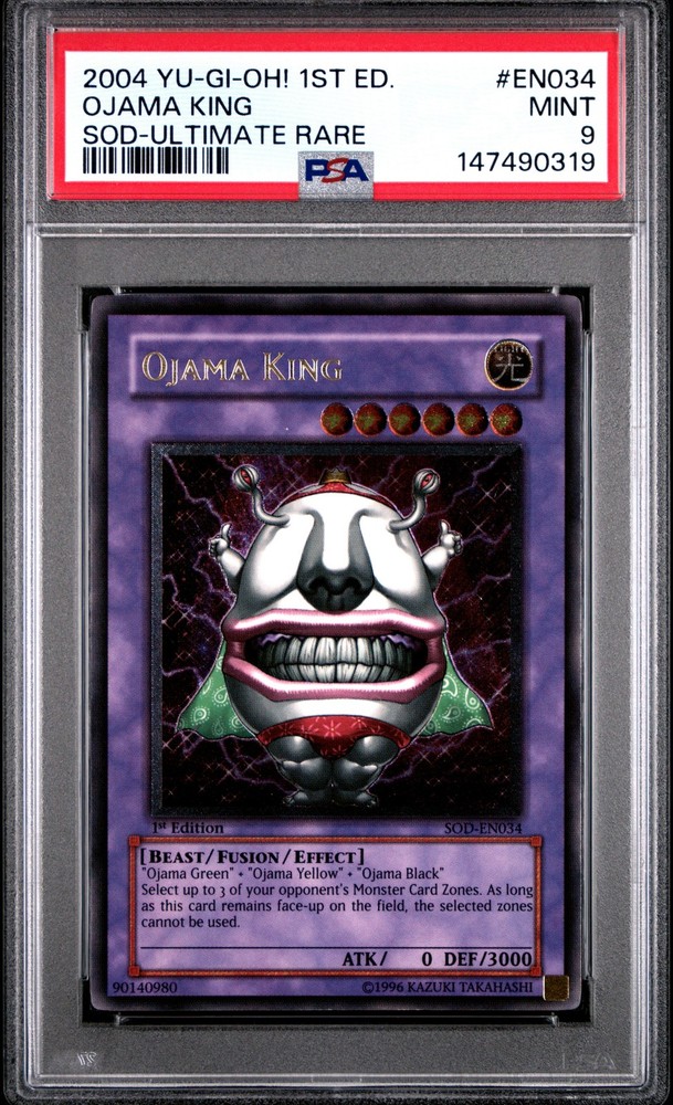 2004 YU-GI-OH! SOD-SOUL OF THE DUELIST #EN034 OJAMA KING PSA 9