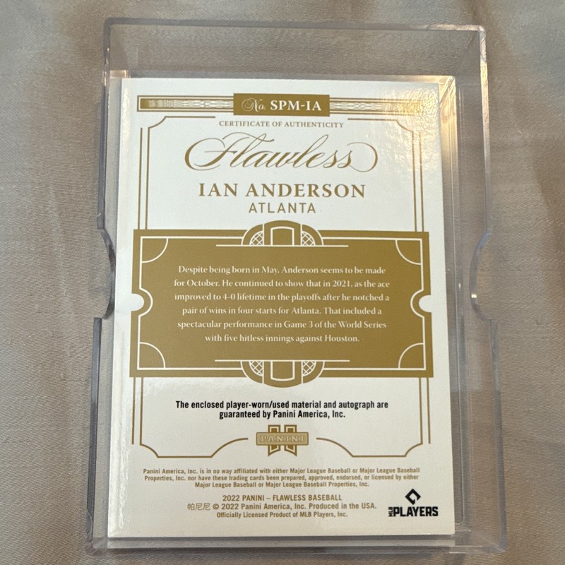 2022 Flawless Ian Anderson Signature Prime Materials Auto Nike Swoosh Patch 1/1 view 2