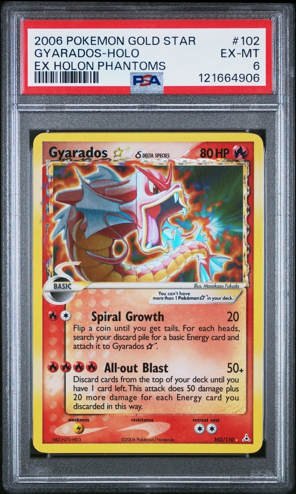 2006 POKEMON EX HOLON PHANTOMS GOLD STAR #102 GYARADOS-HOLO PSA 6
