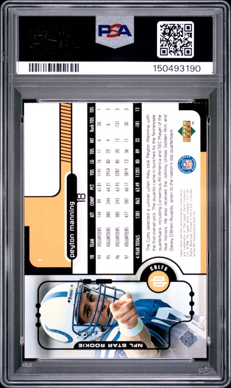 1998 UD #1 PEYTON MANNING PSA 9 view 2