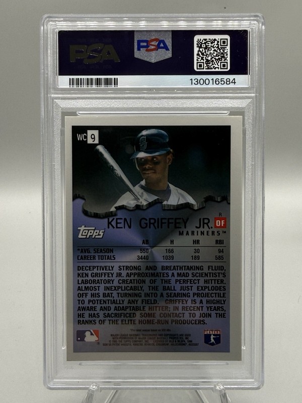 1996 Topps Chrome KEN GRIFFEY JR Wrecking Crew Refractor #WC9 PSA 8 view 2