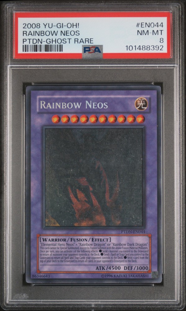 2008 YU-GI-OH! PTDN-PHANTOM DARKNESS GHOST RARE #EN044 RAINBOW NEOS PSA 8