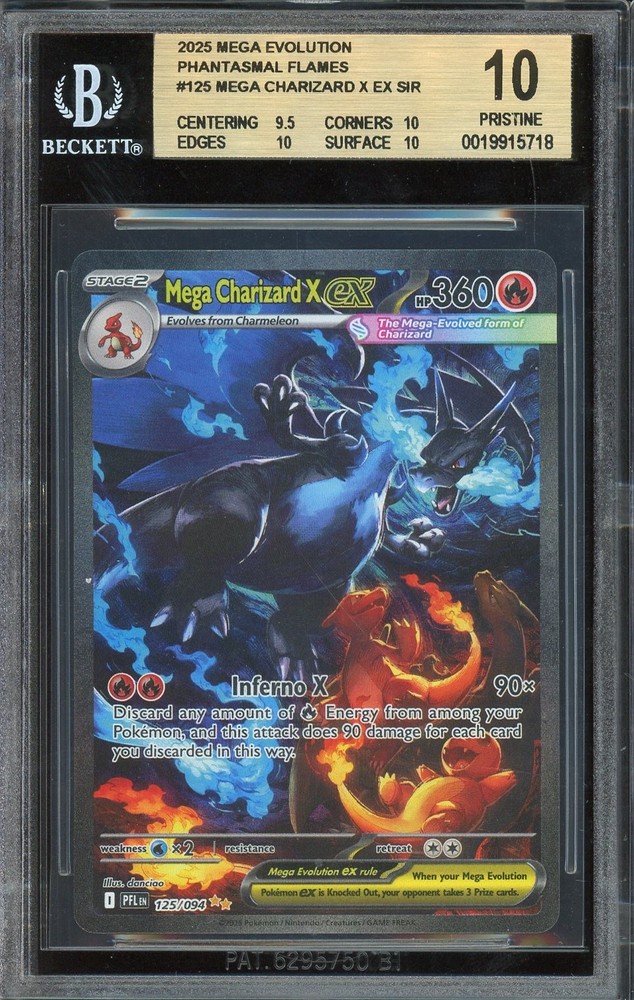 Pokemon TCG ME Phantasmal Flames #125 Mega Charizard X ex SIR BGS 10 PRISTINE