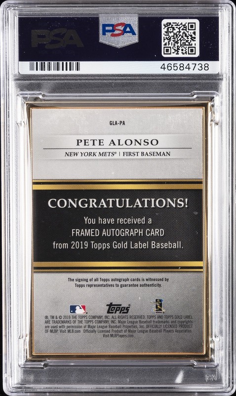 2019 TOPPS GOLD LABEL FRAMED AUTO #PA PETE ALONSO PSA 10 AUTO 10 view 2