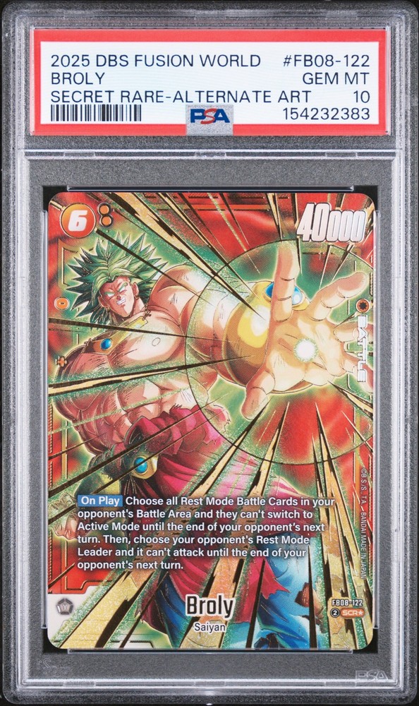 2025 DRAGON BALL SUPER CARD GAME FUSION WORLD SAIYAN'S PRIDE BROLY PSA 10
