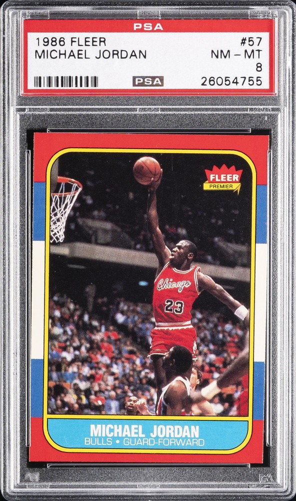 1986 FLEER #57 MICHAEL JORDAN ROOKIE RC PSA 8