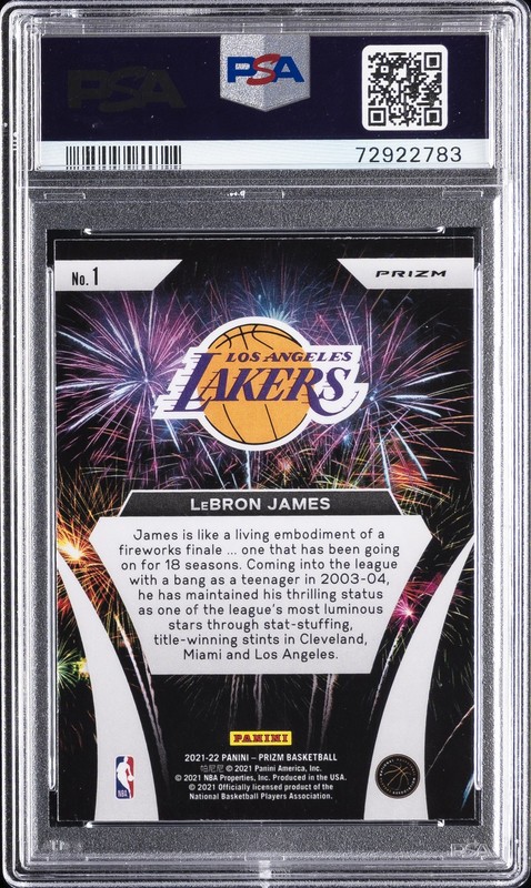 2021 PANINI PRIZM FIREWORKS FAST BREAK #1 LEBRON JAMES PSA 10 view 2