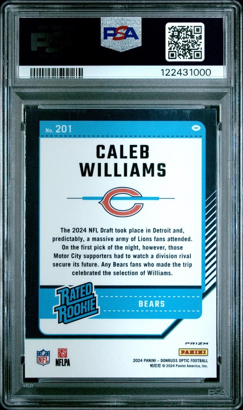 2024 PANINI DONRUSS OPTIC BLUE SCOPE #201 CALEB WILLIAMS PSA 9 view 2