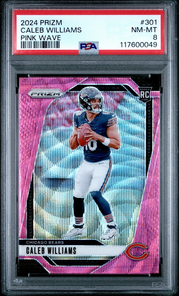2024 PANINI PRIZM PINK WAVE #301 CALEB WILLIAMS PSA 8