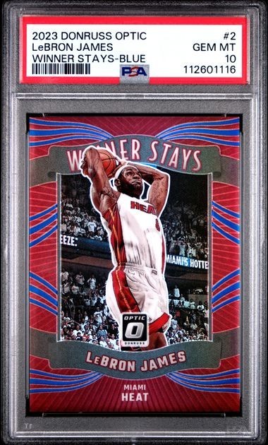 LEBRON JAMES 2023 PANINI DONRUSS OPTIC #2 WINTER STAYS BLUE /85 PSA 10