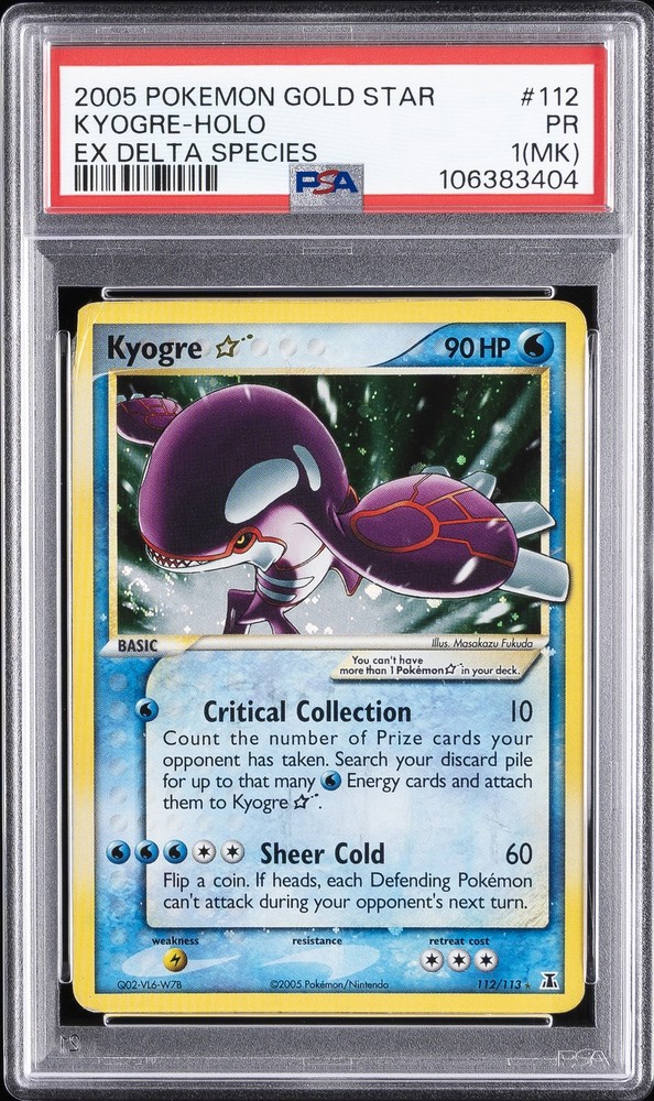 2005 POKEMON EX DELTA SPECIES GOLD STAR #112 KYOGRE-HOLO PSA 1 MK