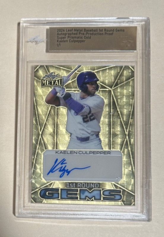 #1/1 KAELEN CULPEPPER AUTO LEAF PPP SLAB VINYL GOLD CIRCLES SUPER PRISMATIC 1/1! view 2