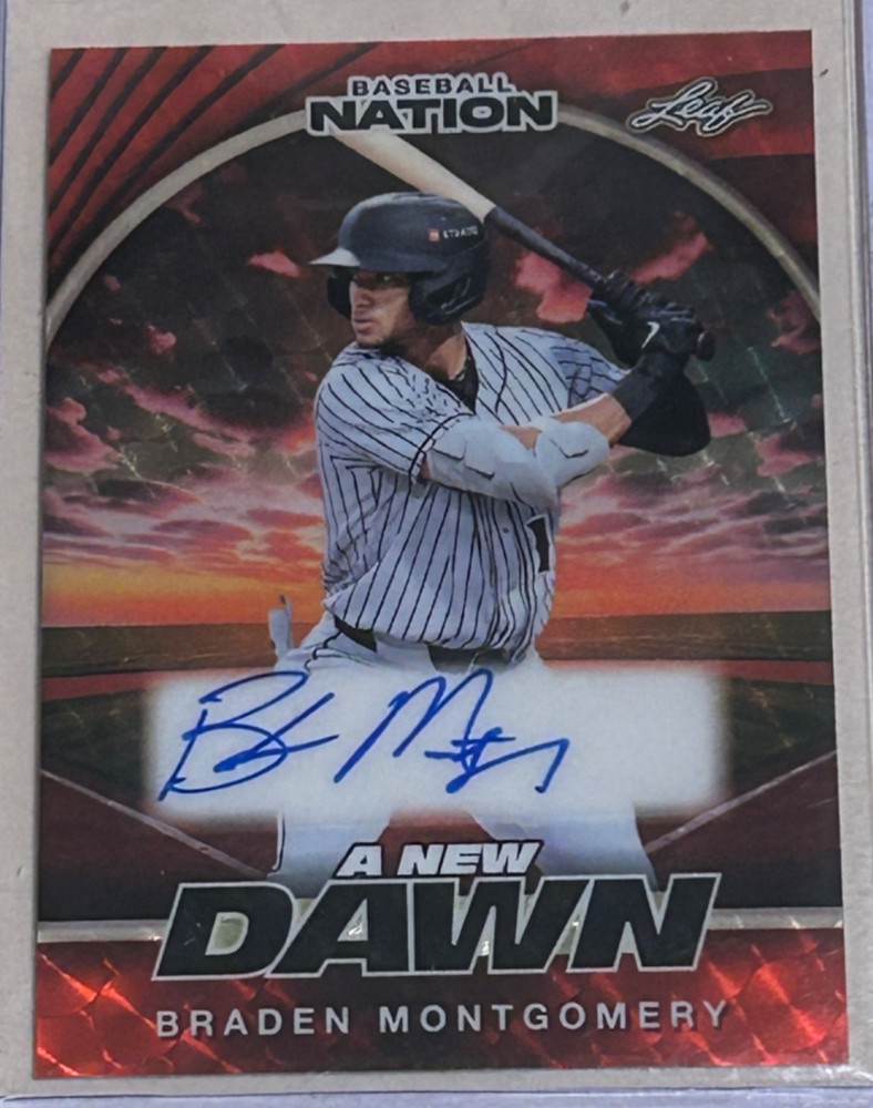#1/1 BRADEN MONTGOMERY AUTO 2025 NEW DAWN RED FLOOD GOLD VINYL CIRCLES SUPER SSP