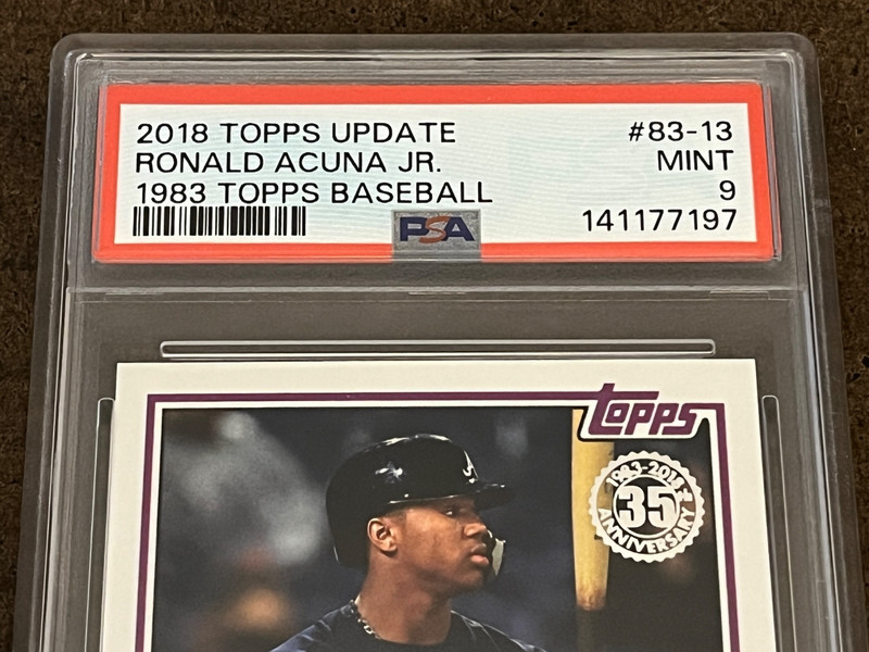 2018 Topps Update 1983 35th Anniversary-#83-13 Ronald Acuna Jr (RC) Braves PSA 9 view 2