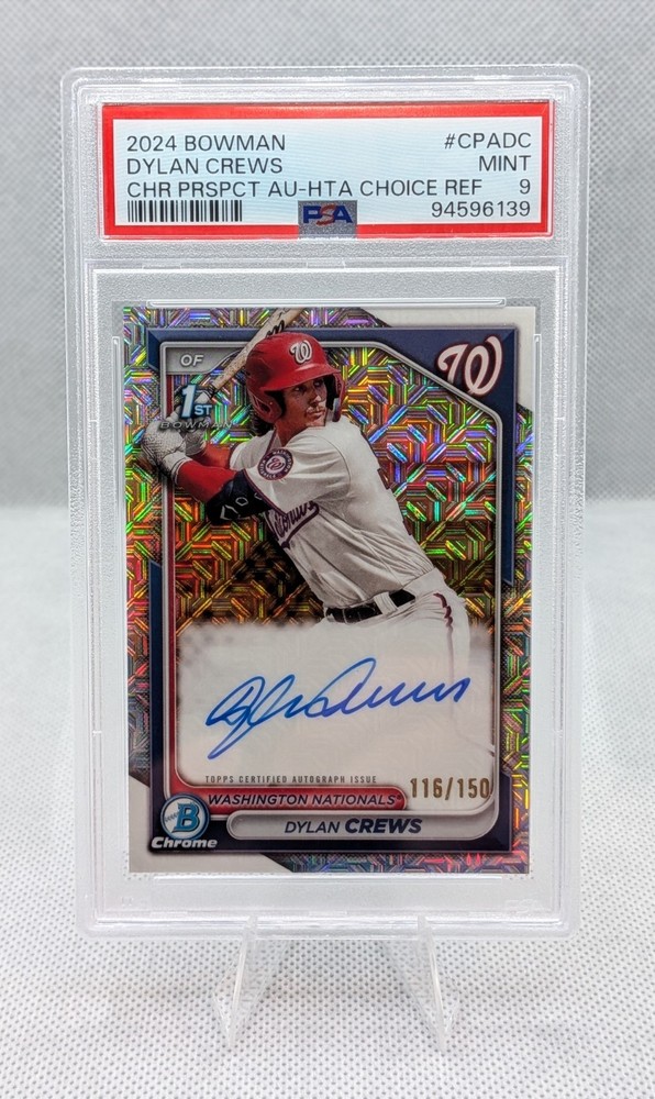 Dylan Crews 2024 Bowman Chrome HTA Choice 1st Auto Refractor /150 | PSA 9 🔴⚪🔴