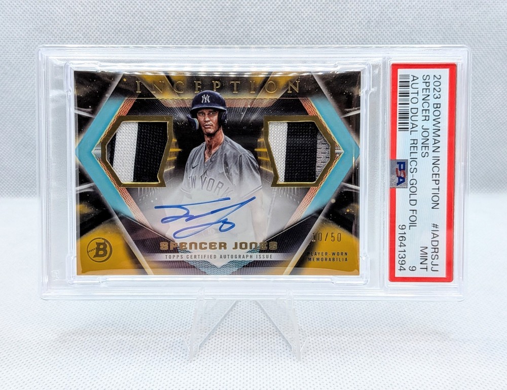 Spencer Jones 2023 Bowman Inception - Gold Relic Auto /50 | PSA 9 | Yankees 🔥