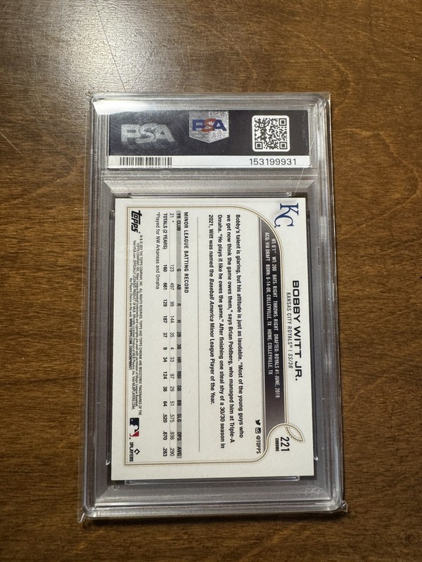 2022 Topps Chrome Sonic Bobby Witt Jr. #221 SP Rookie RC PSA 8  view 2