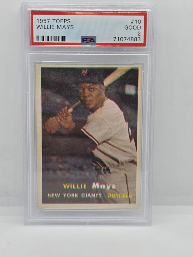 1957 Topps Willie Mays #10 PSA 2 HOF New York Giants New Label Legend