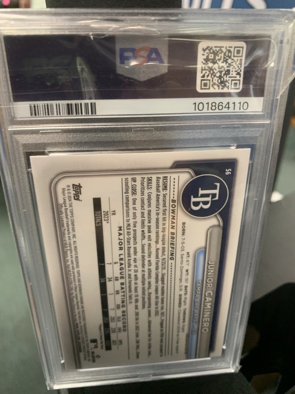 2024 Bowman Chrome Junior Caminero Mojo Gold /50 PSA 10 Tampa Bay Rays view 2