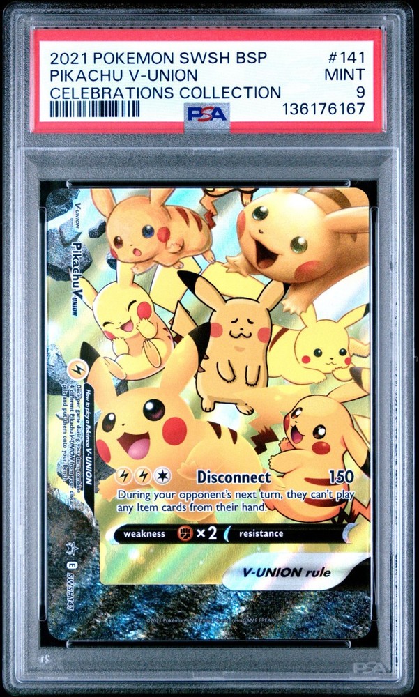 2021 POKEMON SWSH BLACK STAR PROMO #141 PIKACHU V-UNION PSA 9