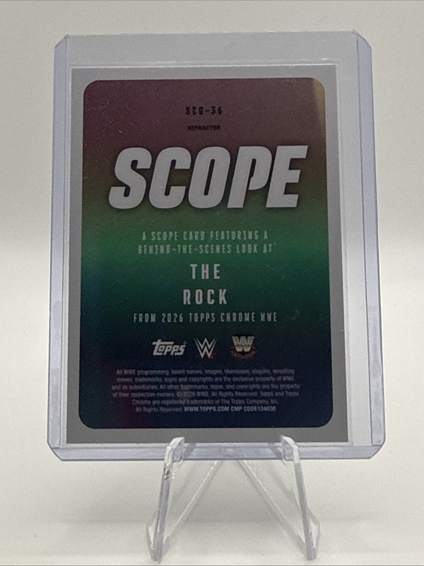 2025 Topps Chrome WWE The Rock Scope Refractor Dwayne Johnson #10 view 2