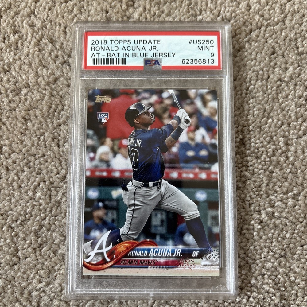 2018 Topps Update Ronald Acuna Jr At-Bat In Blue Jersey #US250 PSA 9 MINT