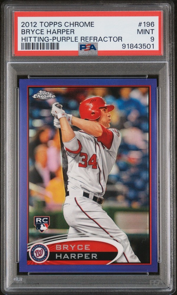 2012 Topps Chrome - Bryce Harper Hitting Purple Refractor (RC) PSA 9