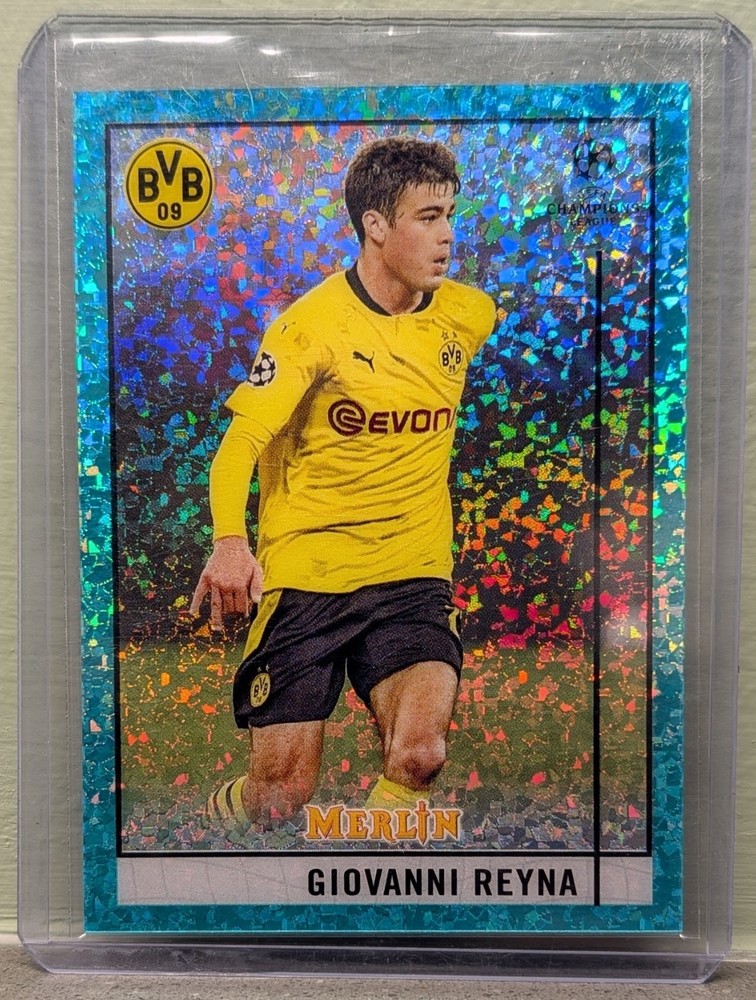 2020-21 Topps Merlin Giovanni Reyna Aqua Speckle Refractor /175 USMNT Dortmund
