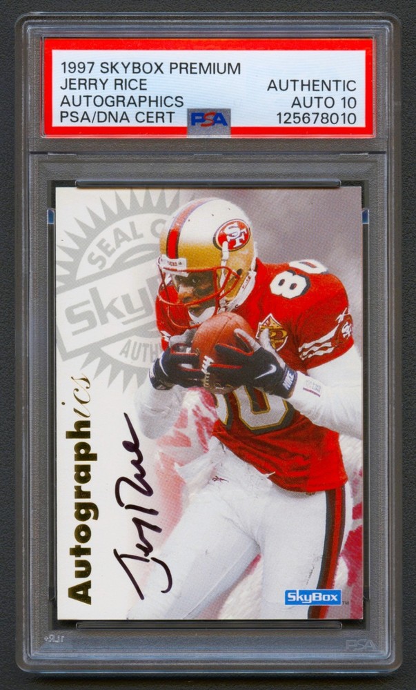 JERRY RICE 1997 SKYBOX PREMIUM PREVIEW AUTOGRAPHICS 49ers PSA AUTH 10 AUTO
