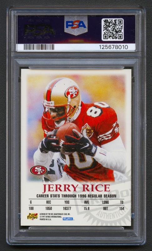 JERRY RICE 1997 SKYBOX PREMIUM PREVIEW AUTOGRAPHICS 49ers PSA AUTH 10 AUTO view 2